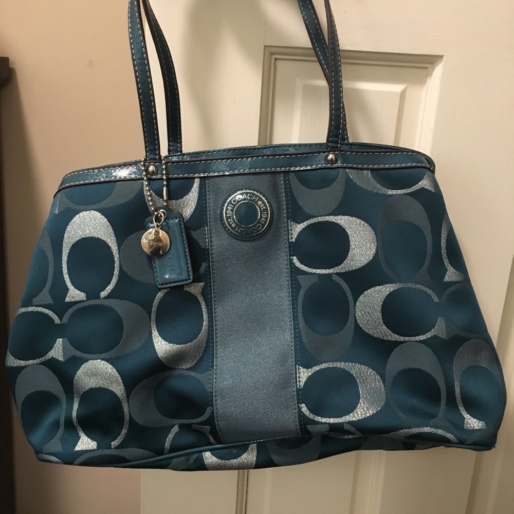 Coach Signature Stripe Carry-All Shoulder Bag